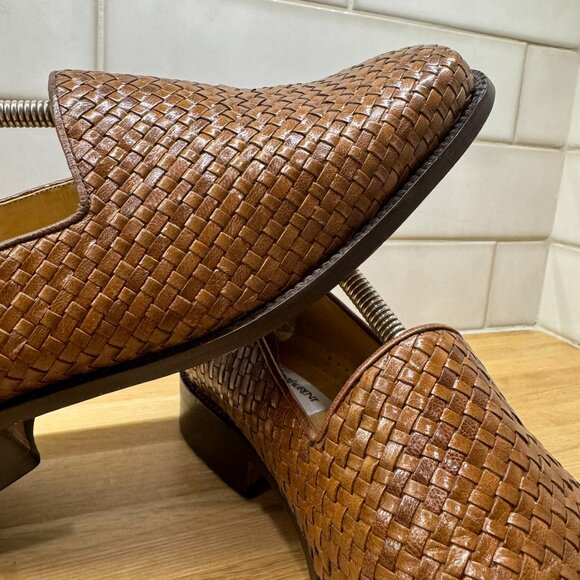 Yves Saint Laurent Tan Woven Leather Slip-On Loafers main image 7